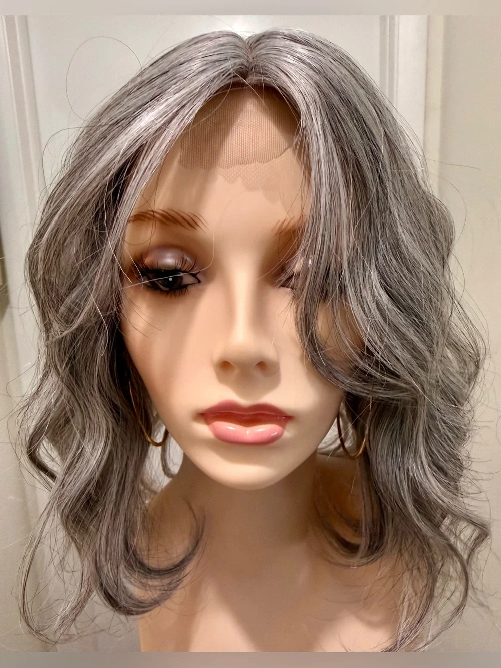 HAIR, 14” Wavy Topper, Center Part, Gray/Silver/Salt & Pepper